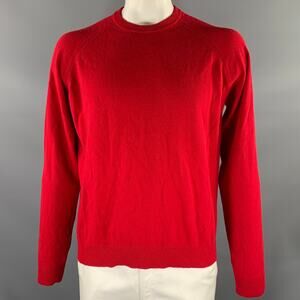 HAIDER ACKERMANN Red Knit Wool Cashmere Ribbed Sweater